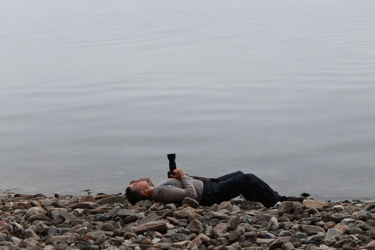 baikal tired photographer shore of baikal free photo