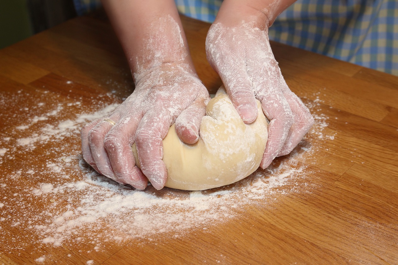 bake hand labor knead free photo
