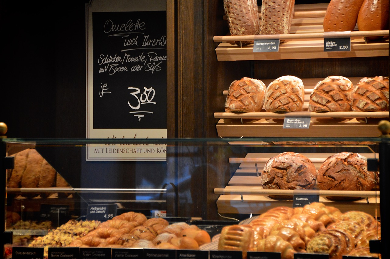 bakery indoors bread shelves free photo