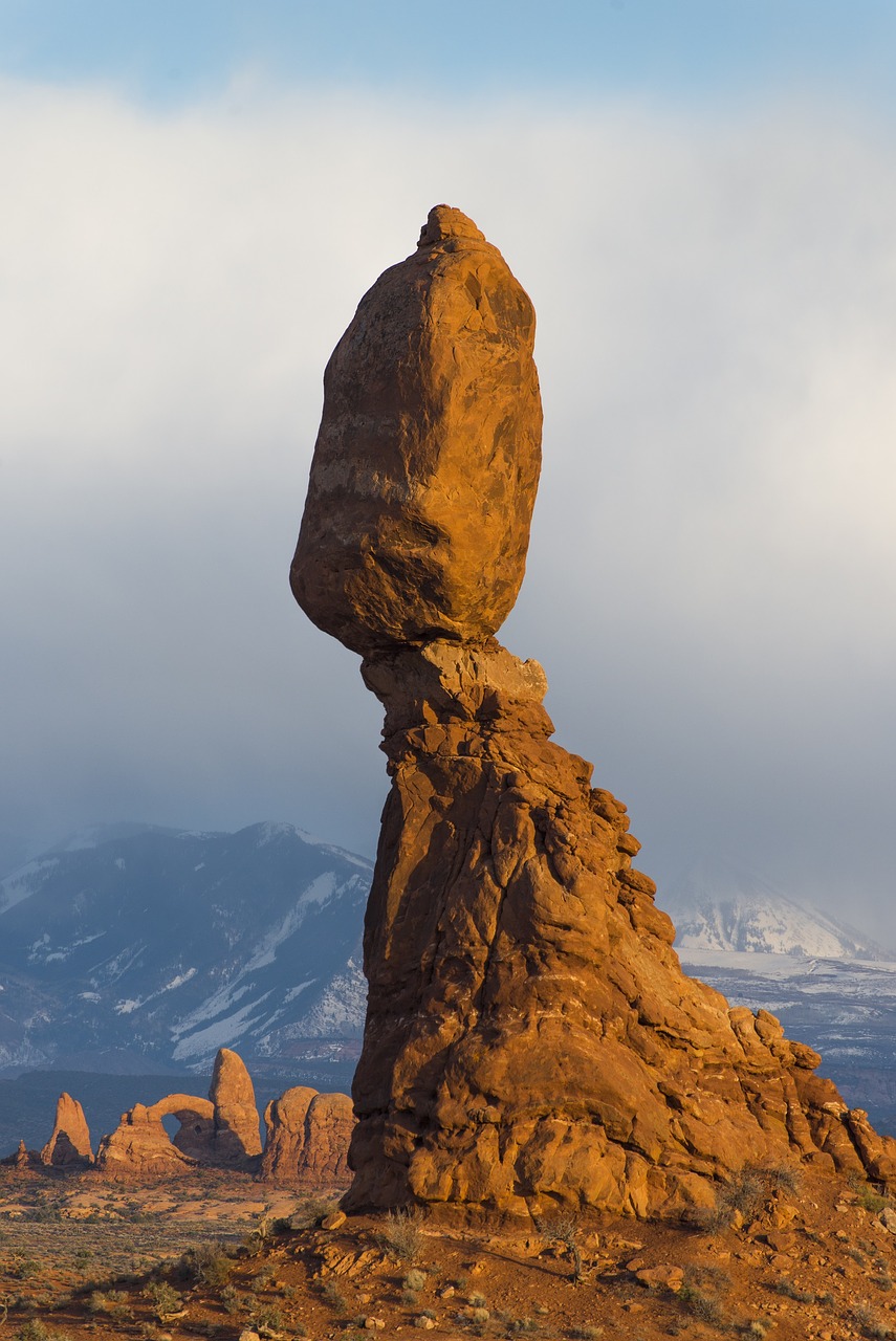 balanced rock landscape geology free photo