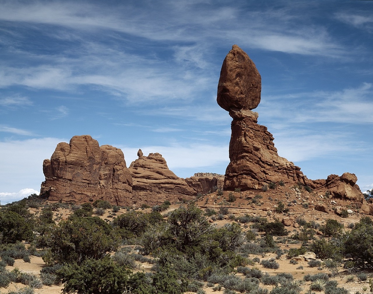balanced rock formation sandstone free photo