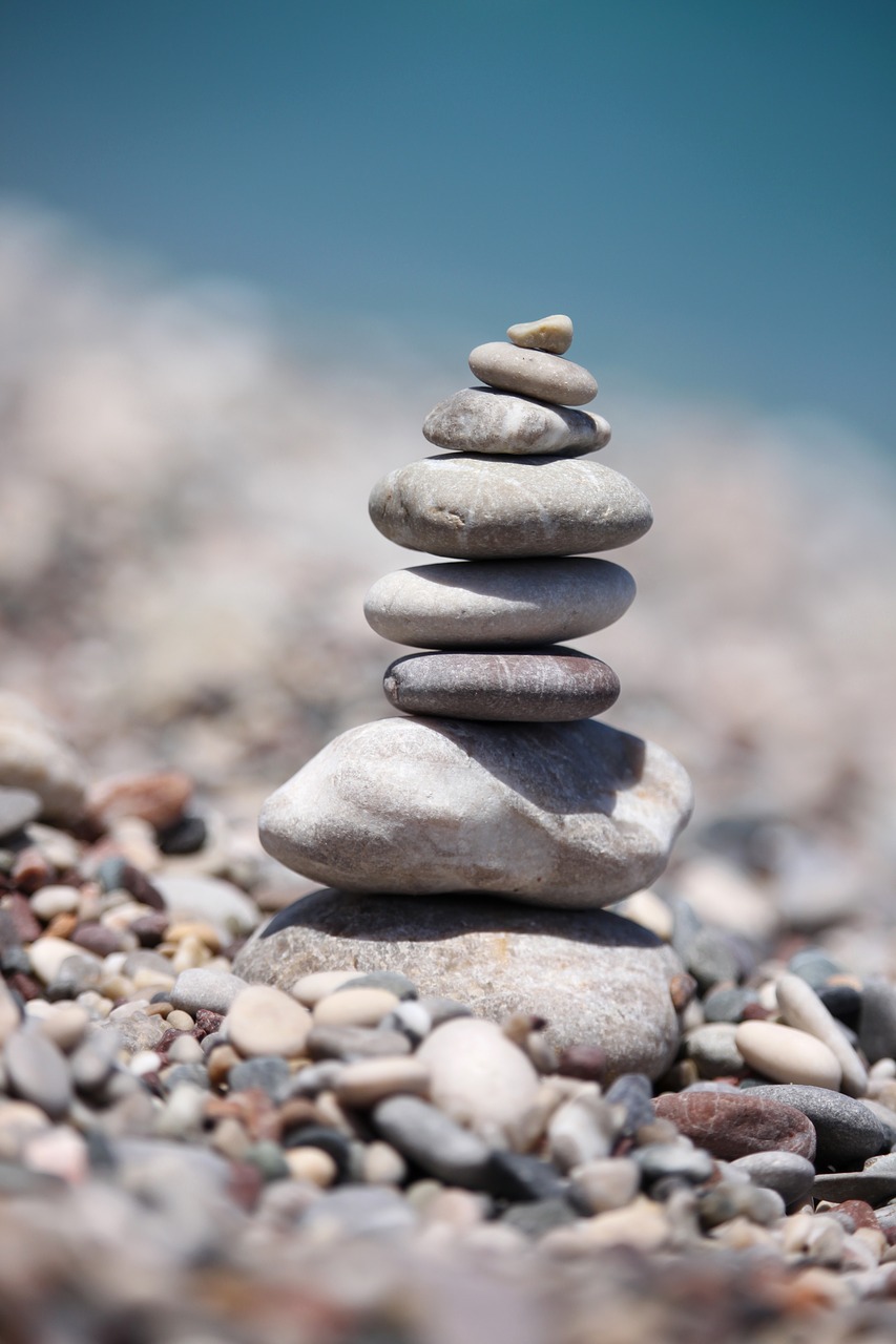 balancing stones beach free photo