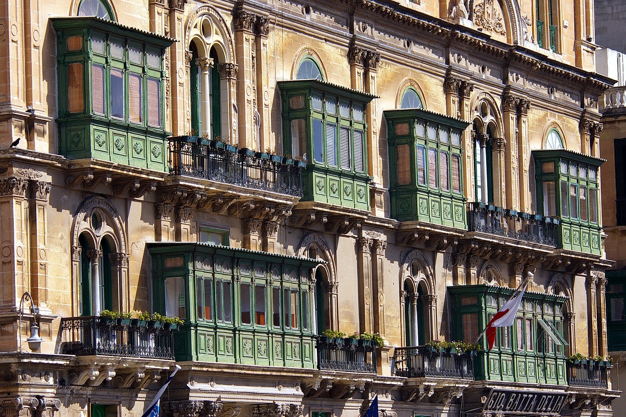 balconies valletta architecture free photo