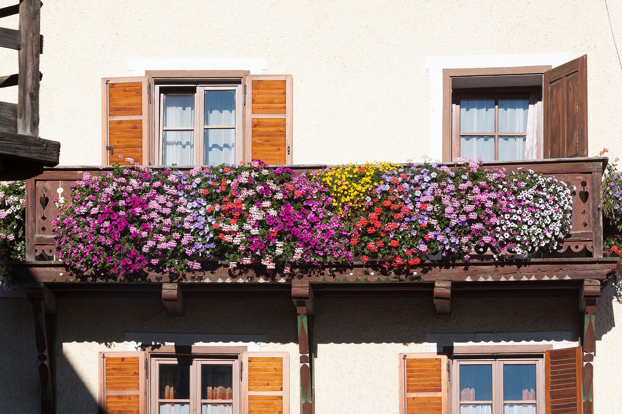 balcony floral decorations architecture free photo
