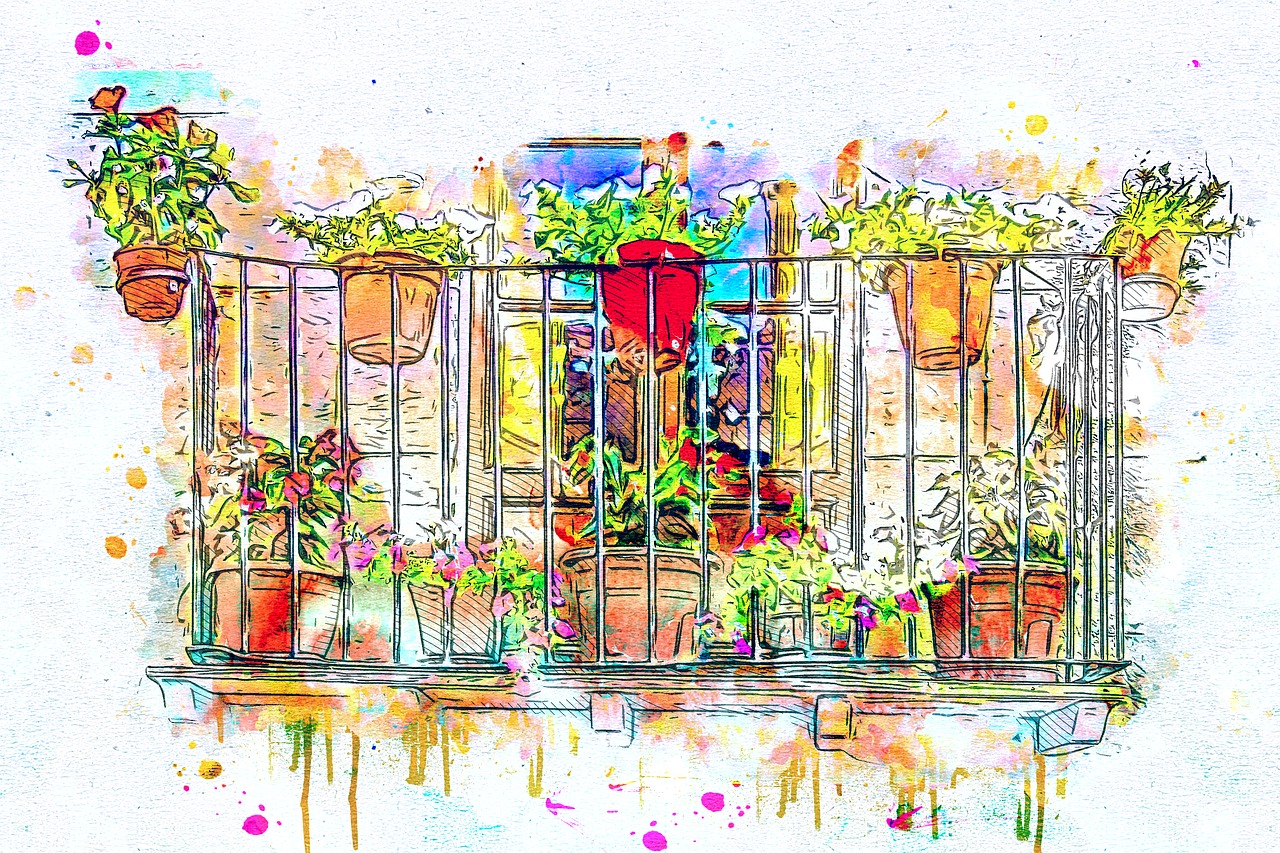 balcony  flowers  art free photo