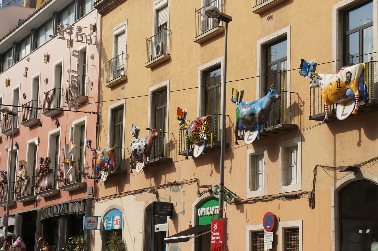 balcony building cows free photo