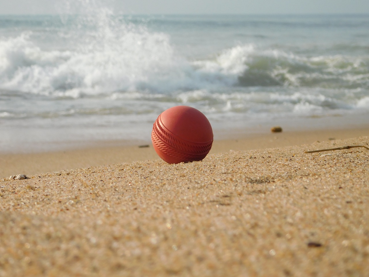 ball cricket beach free photo