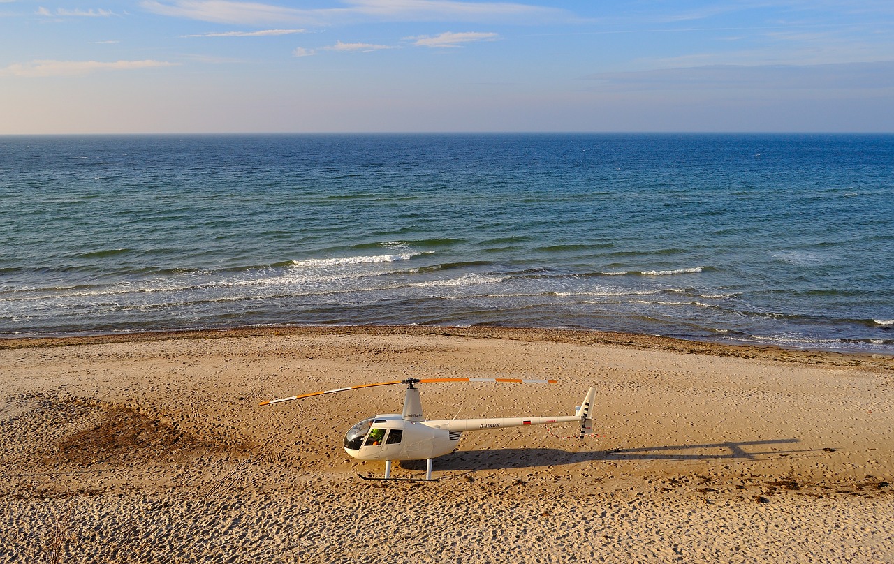 baltic sea helicopter beach free photo