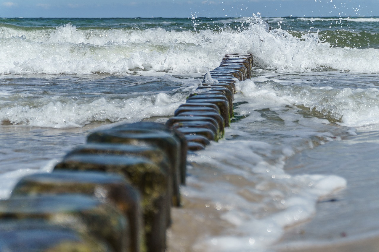 baltic sea groynes wave free photo