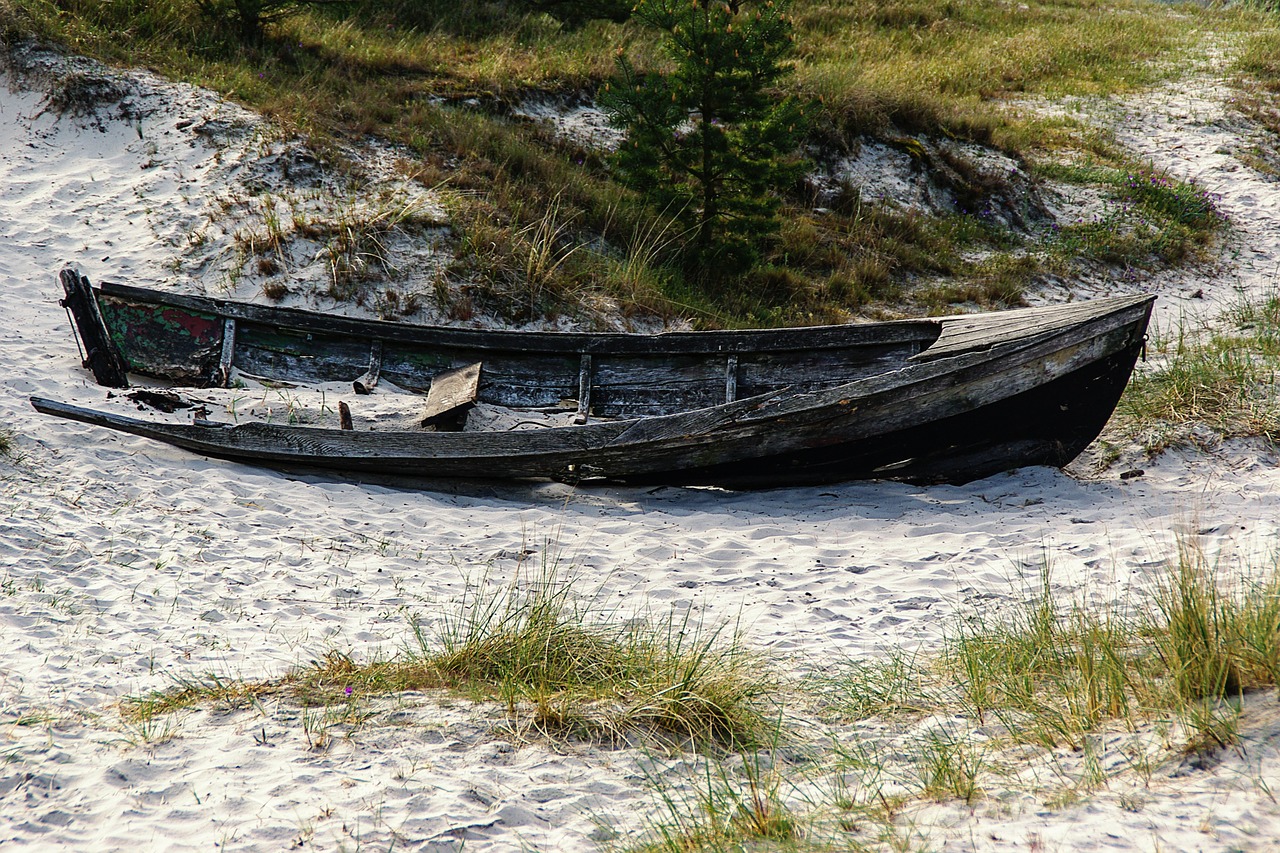 baltic sea wooden boat weathered free photo