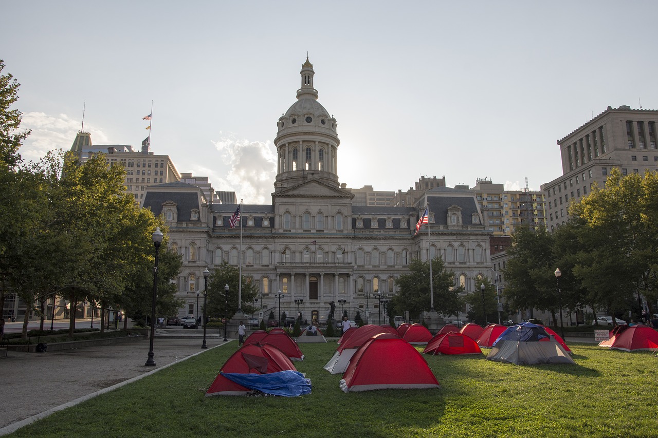 baltimore city hall tent city free photo