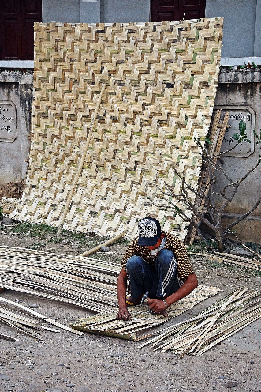 bamboo mat making free photo