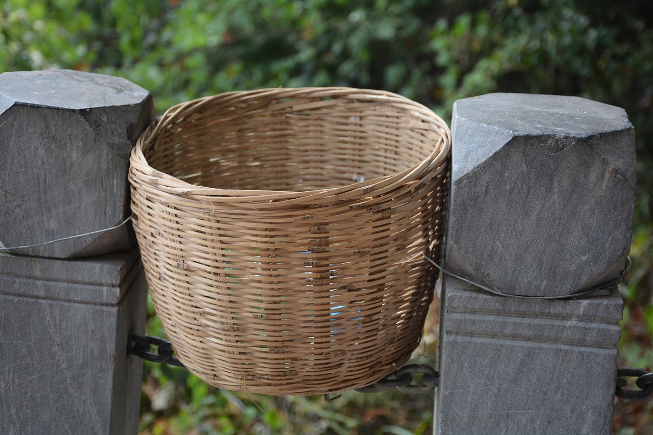 bamboo basket five flower mountain trash free photo