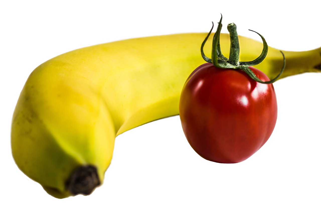 banana tomato fruit free photo