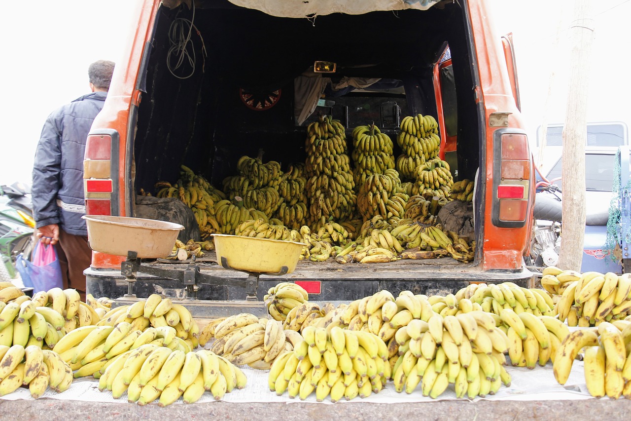 bananas market market stall free photo