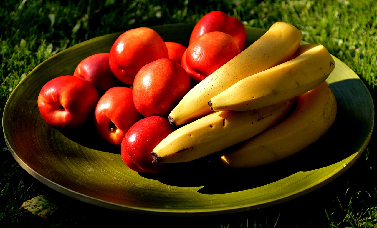 bananas nectarines fruit free photo