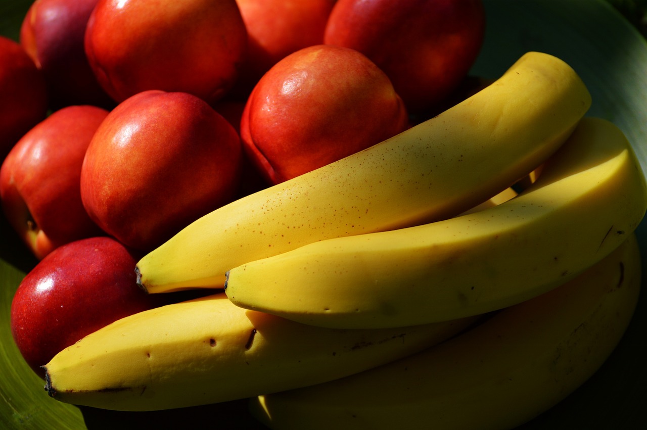 bananas nectarines fruit free photo