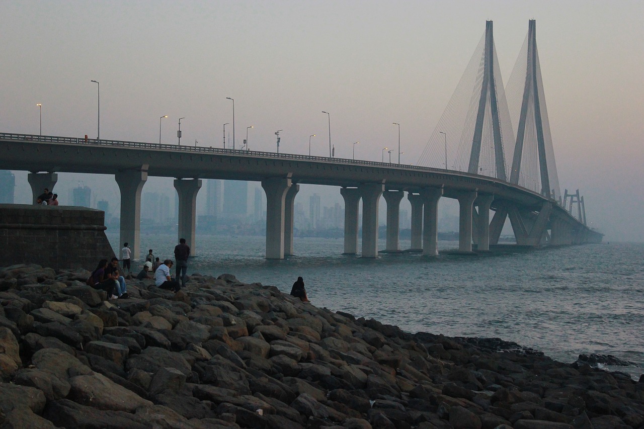 bandra-worli sea link suspension bridge rajiv gandhi sea link free photo
