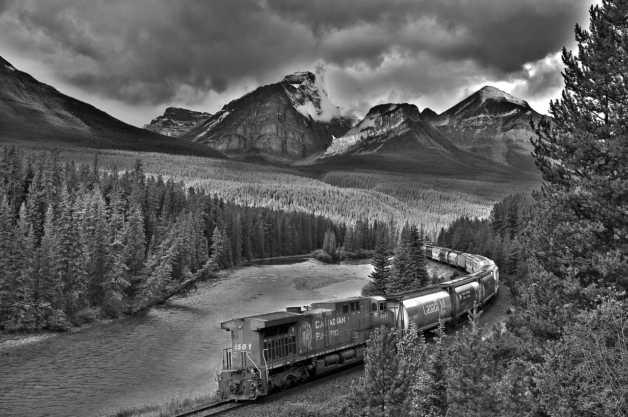 banff  railroad  mountains free photo