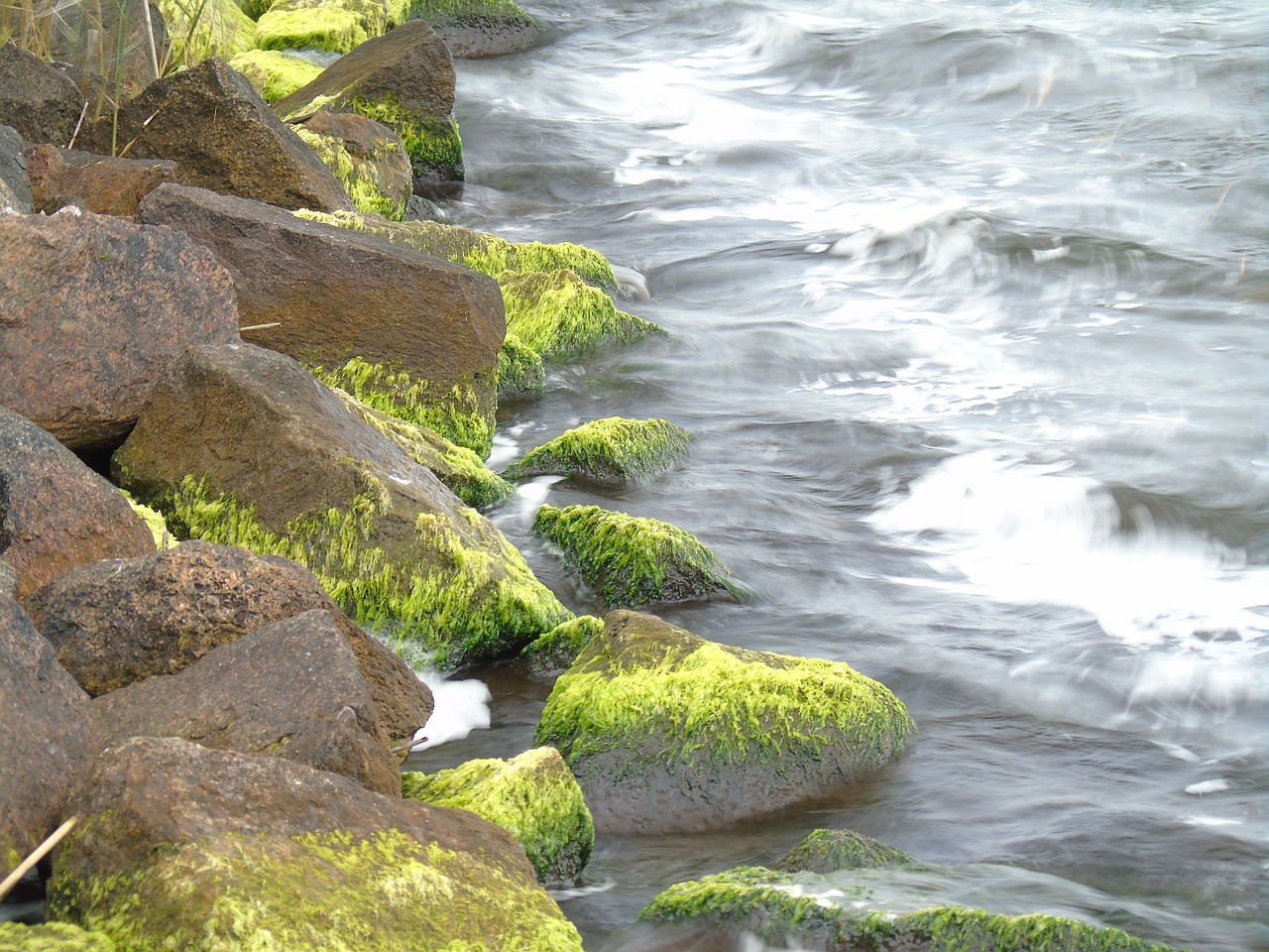 bank stones wave free photo