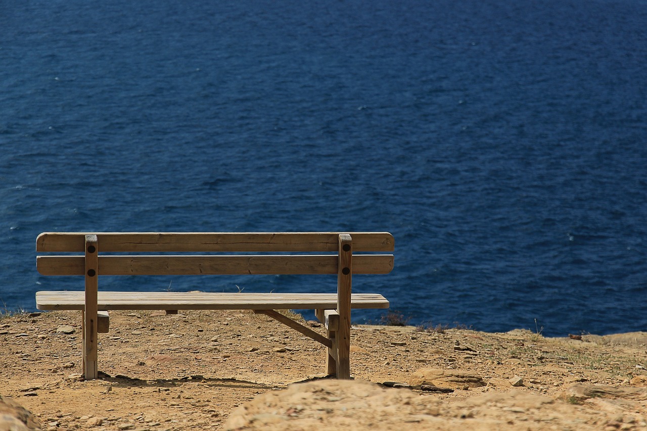 bank sea wooden bench free photo