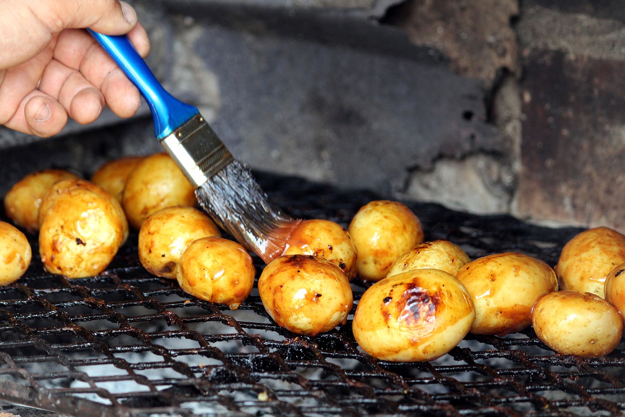 barbecue brush potatoes free photo