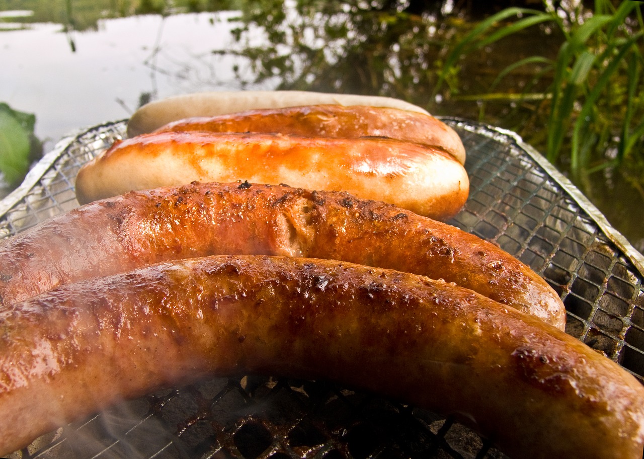 barbecue sausage background free photo