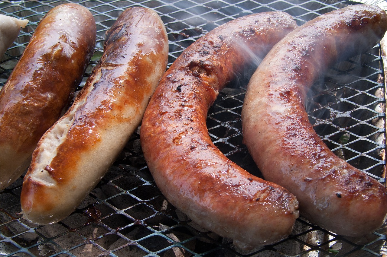 barbecue sausage background free photo