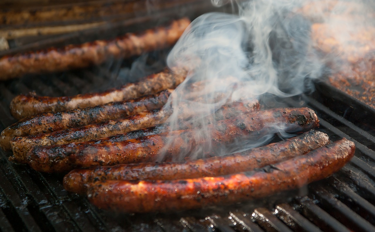 barbecue grilling sausages free photo