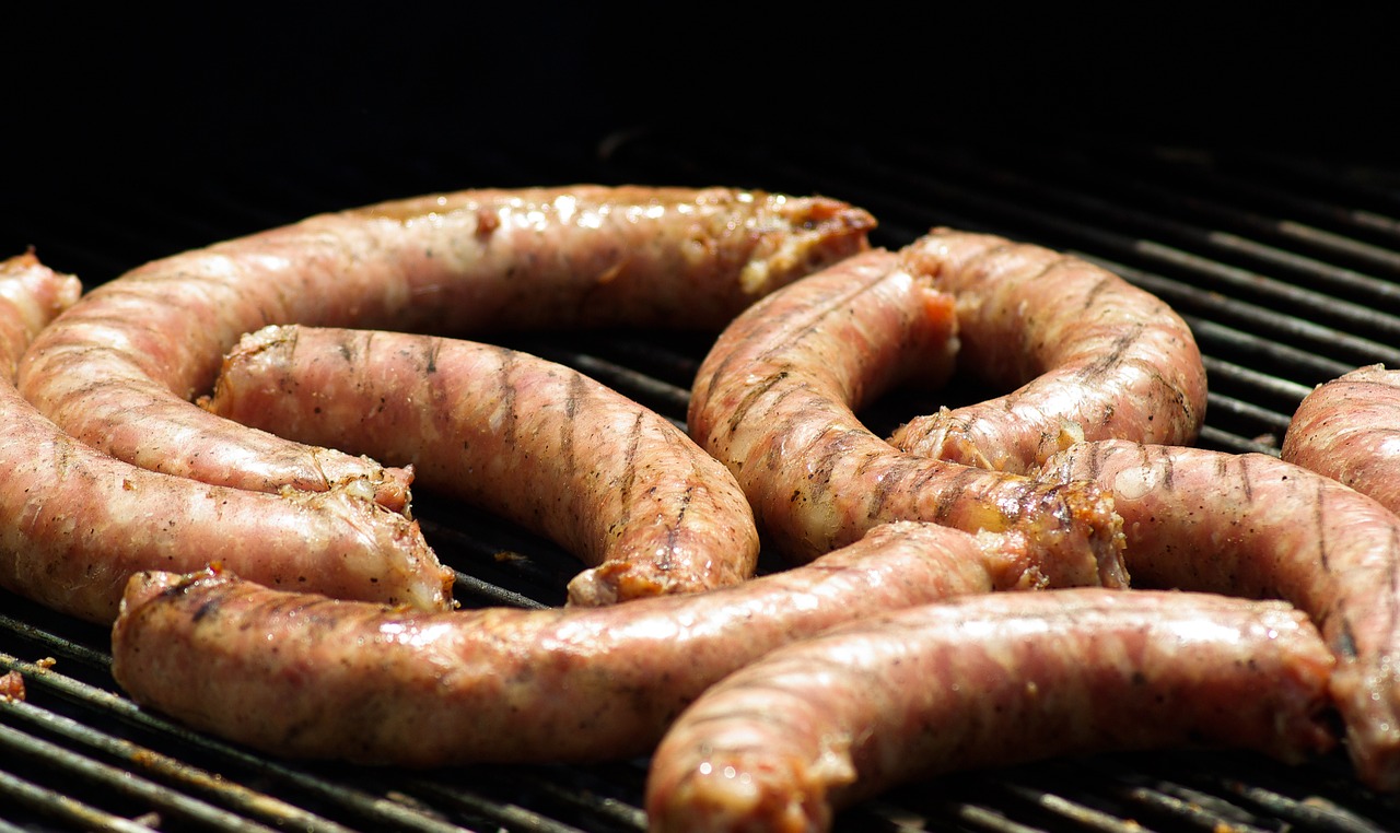 barbecue sausages grilling free photo