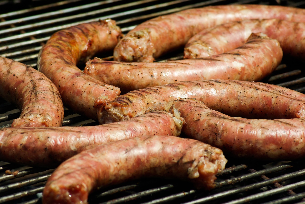 barbecue sausages grilling free photo