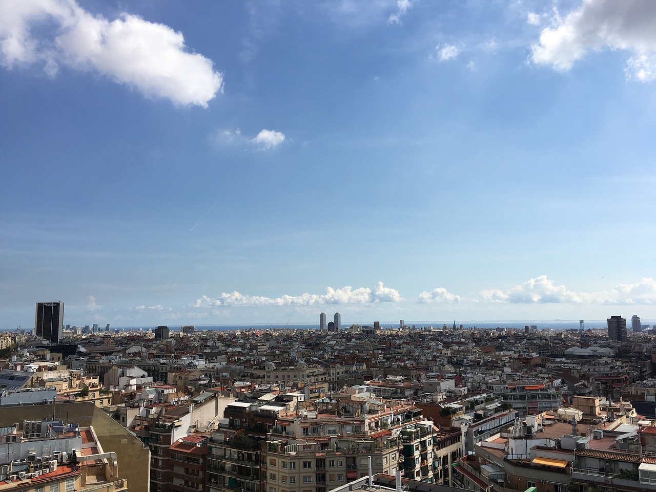 barcelona skyline catalonia free photo