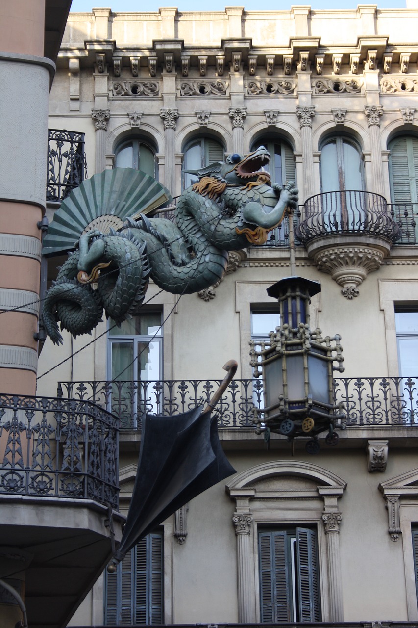 dragon the façade of the barcelona free photo