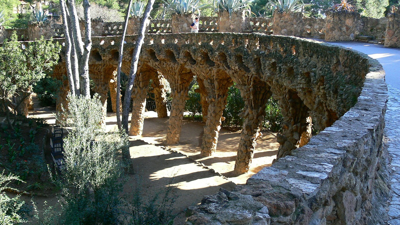 barcelona mountain montserrat park guell free photo