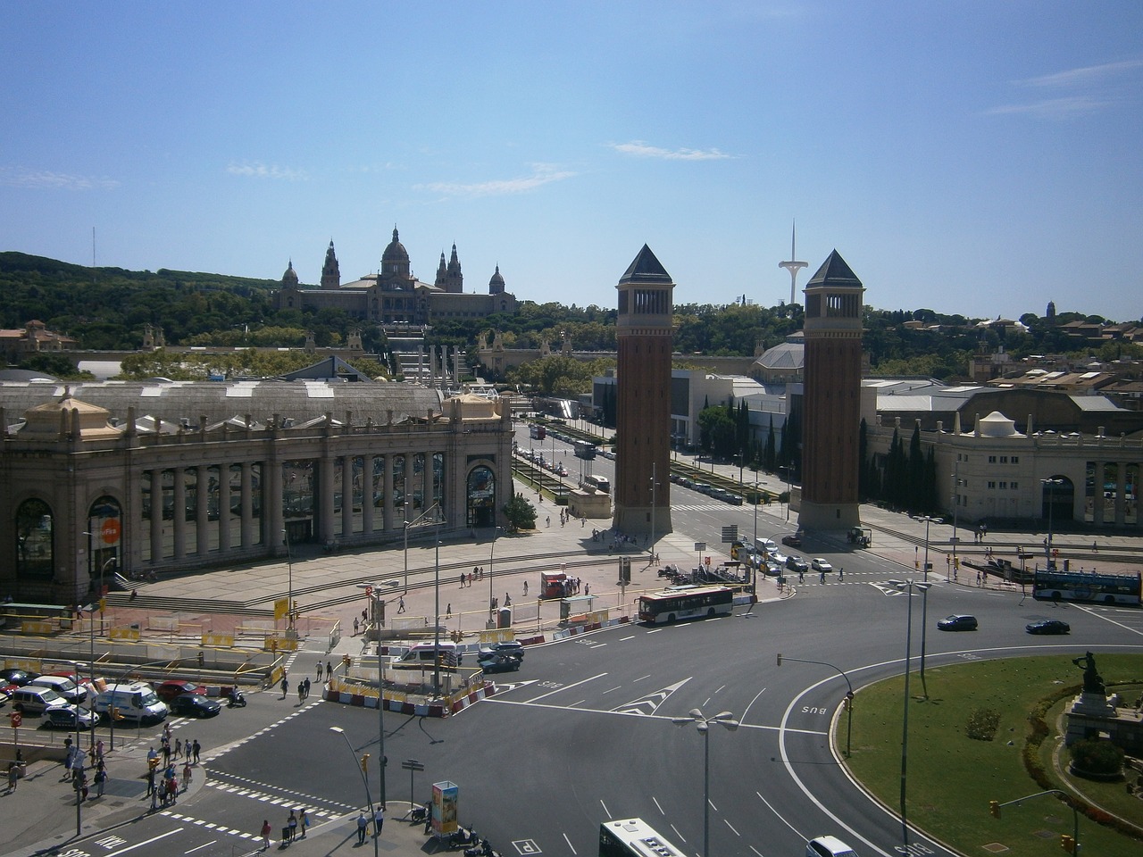 barcelona plaza españa montjuic free photo