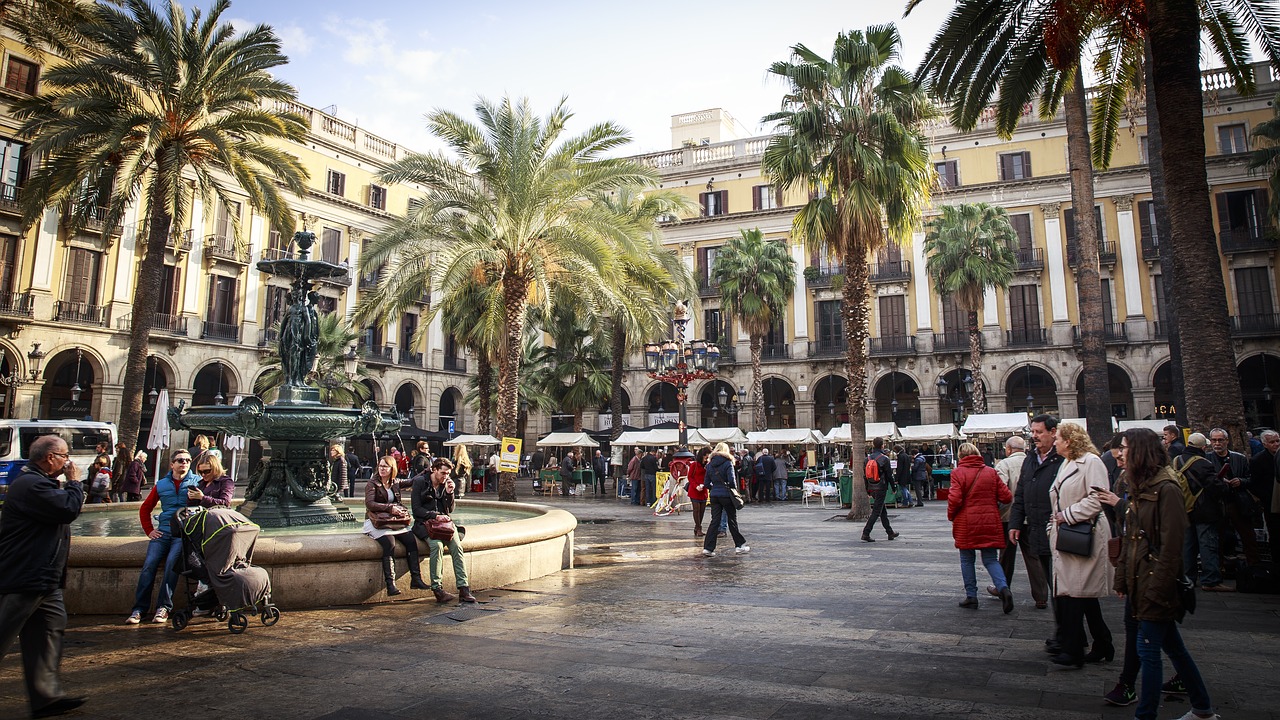 barcelona square spain free photo
