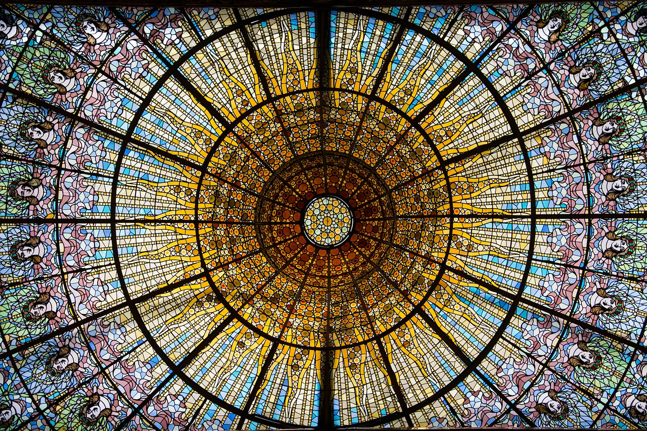 barcelona glass window stained glass free photo