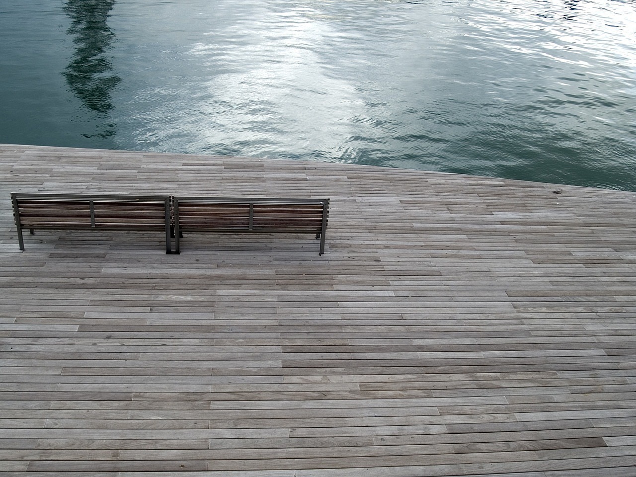 barcelona boardwalk wood bench free photo