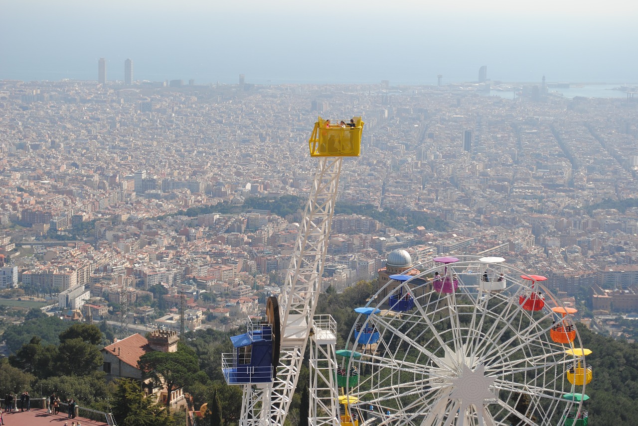 barcelona view tibidabo spain free photo