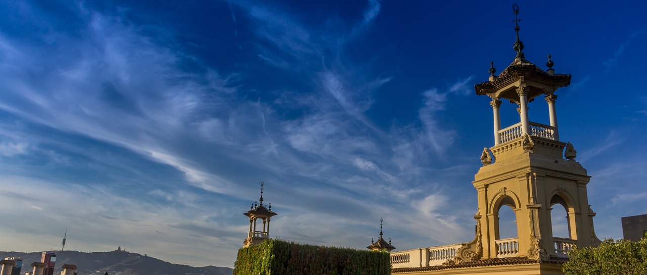 barcelona montjuic sky free photo