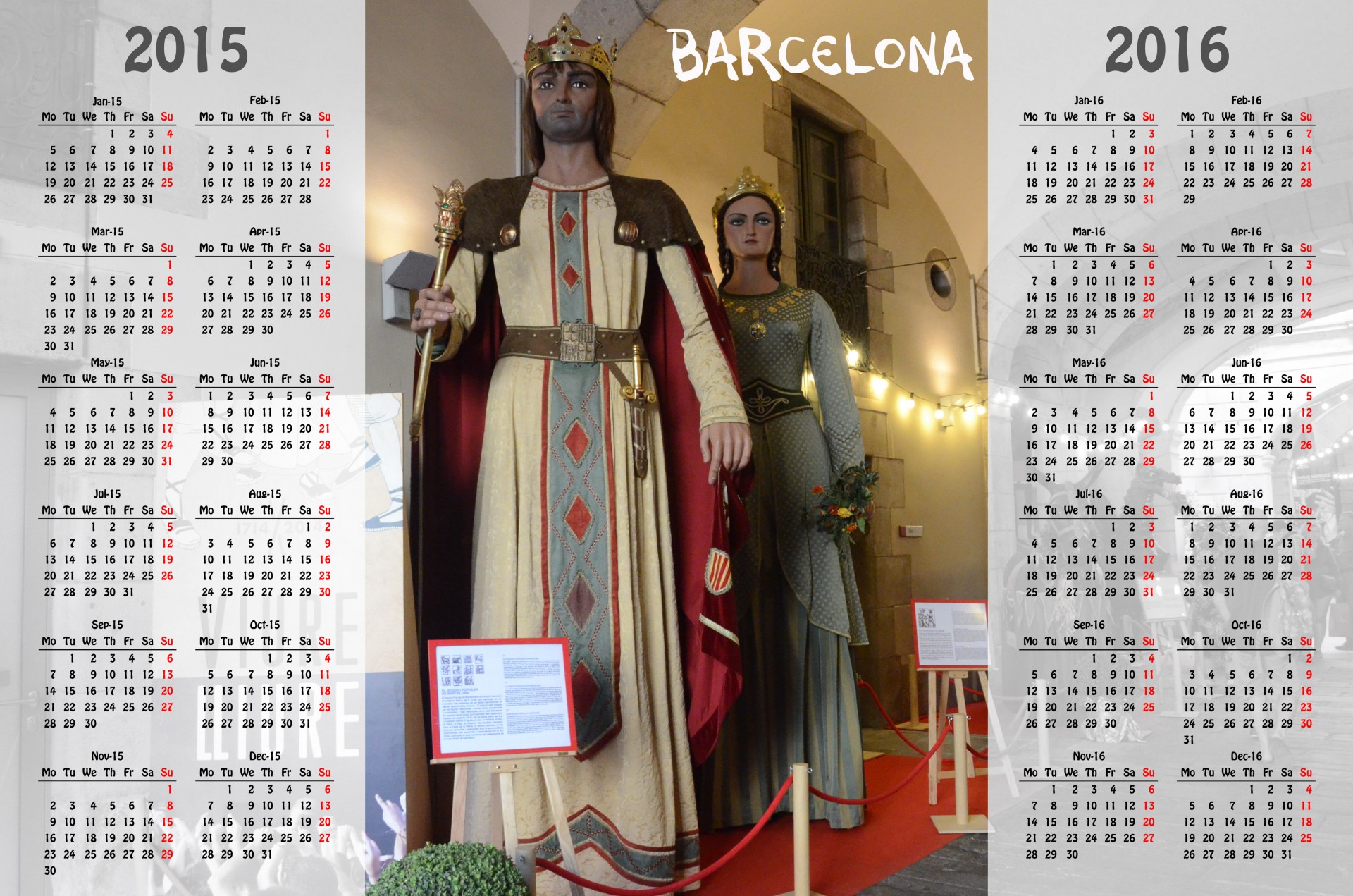 barcelona spain 2015 calendar free photo