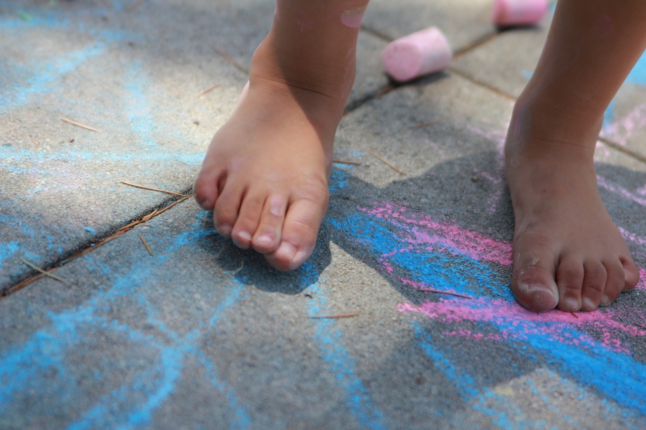 bare feet chalk free photo