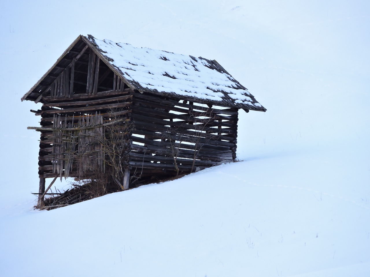 Barn Winter Log Cabin Heustadel Wintry Free Image From Needpix Com