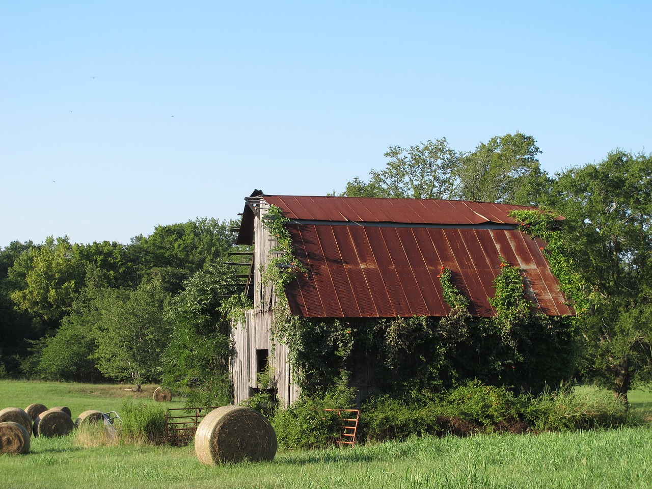 barn hay bales landscape free photo