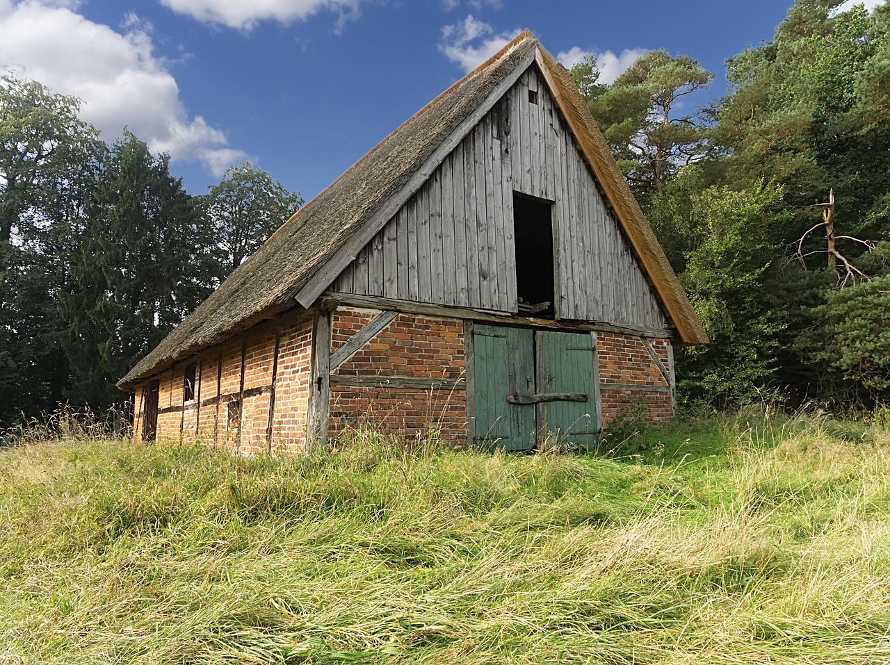 barn thatched roof fachwerkhaus free photo