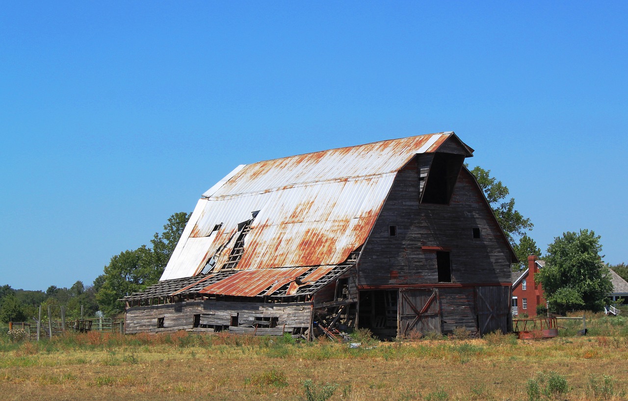 barn tin roof fading history free photo