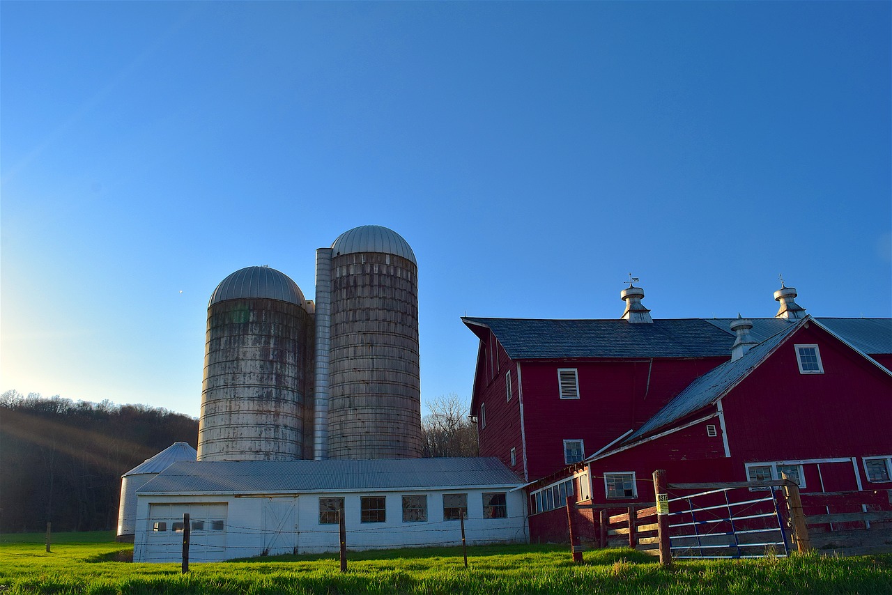 barn silo sunset free photo