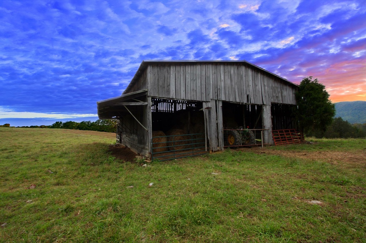 barn sunset rural free photo