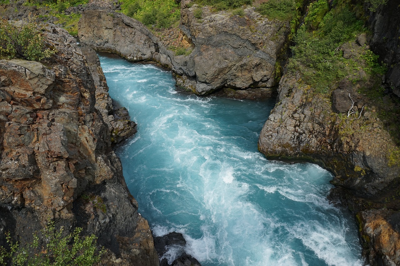 barnafoss iceland waterfall free photo