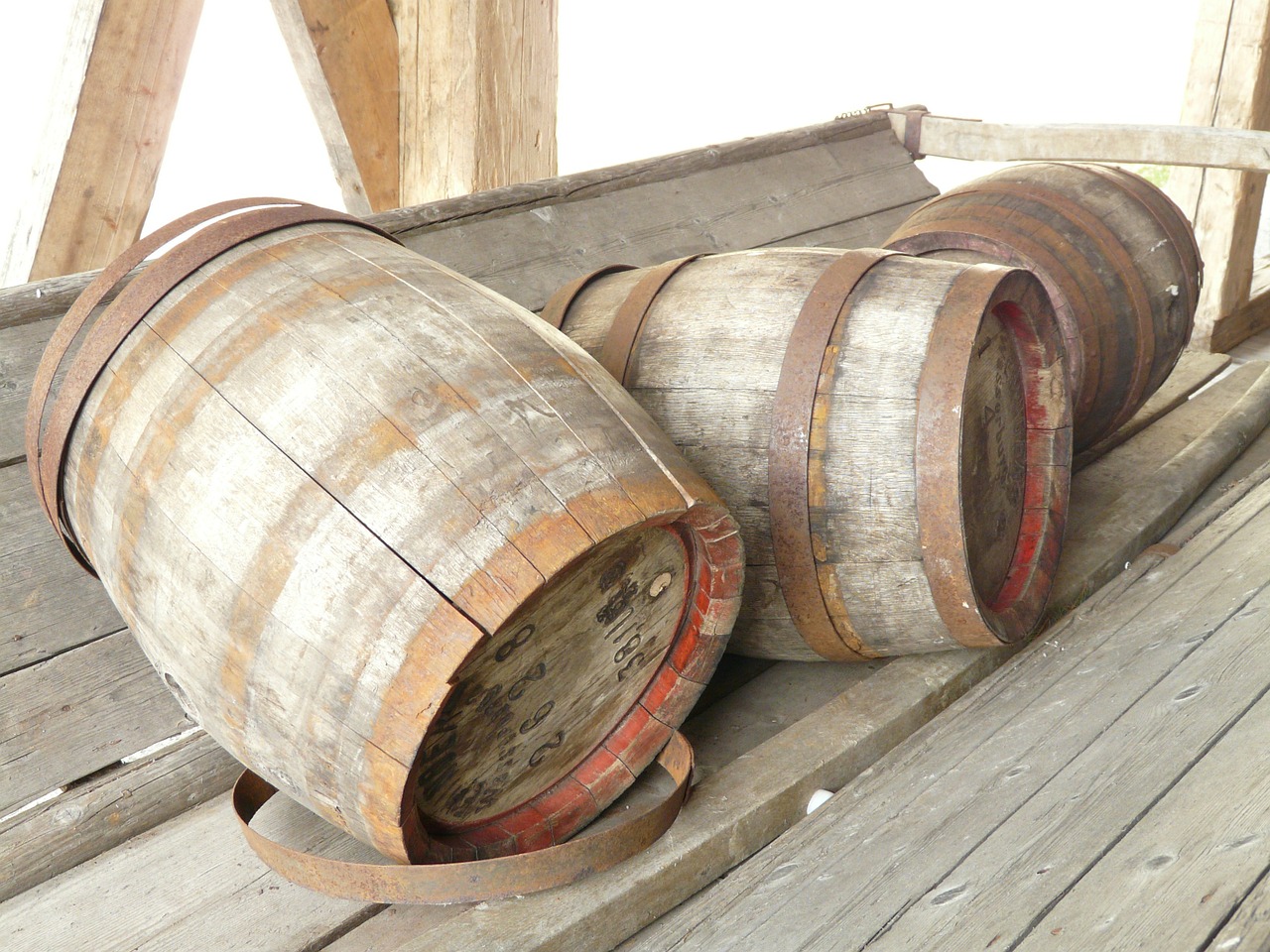 barrels wooden barrels wood free photo